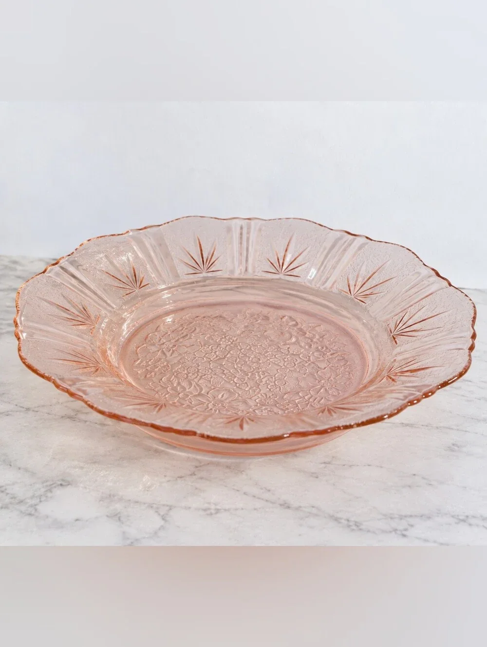 Vintage Nova Crisa Mexico Pink Glass Floral 8